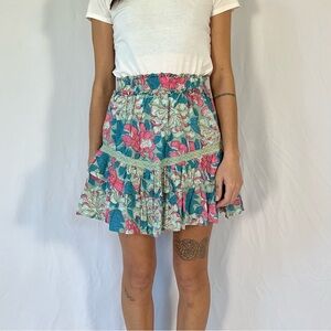 Allison Sasha Mini Skirt Mint Bold Floral